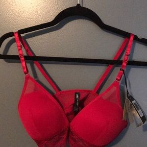 Red Zara Mesh Bralette sz L NWT